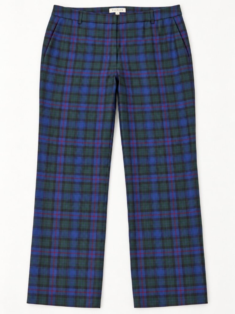 Talbots 20W Black Watch Plaid Straight Leg Pants Blue Green Red Tartan